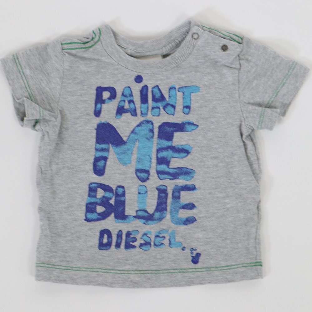 Diesel Tee T-Shirt Baby Boy 6M Gray Cotton